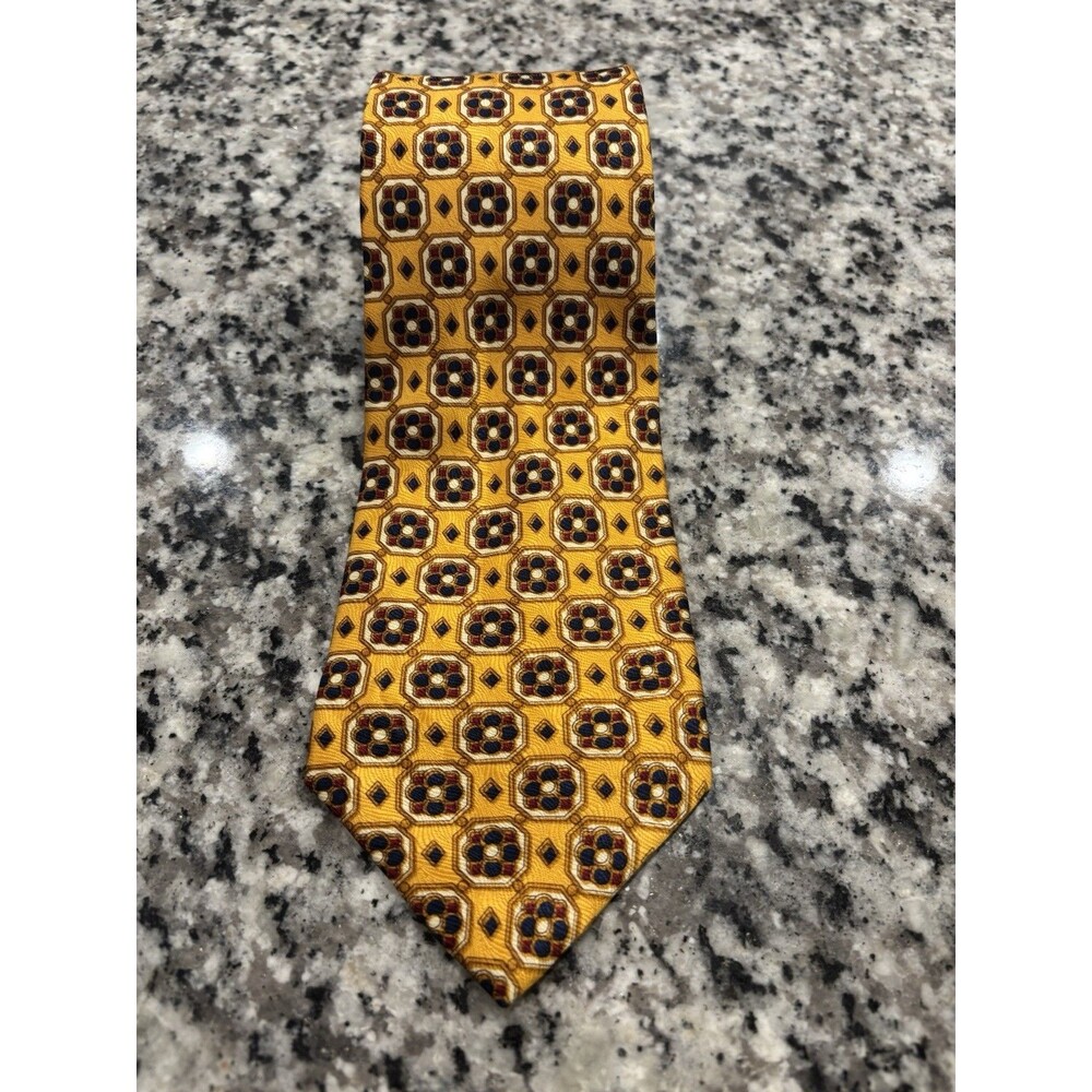 Burberry London Silk Tie Vintage Gold Brown Blue Red  Necktie
